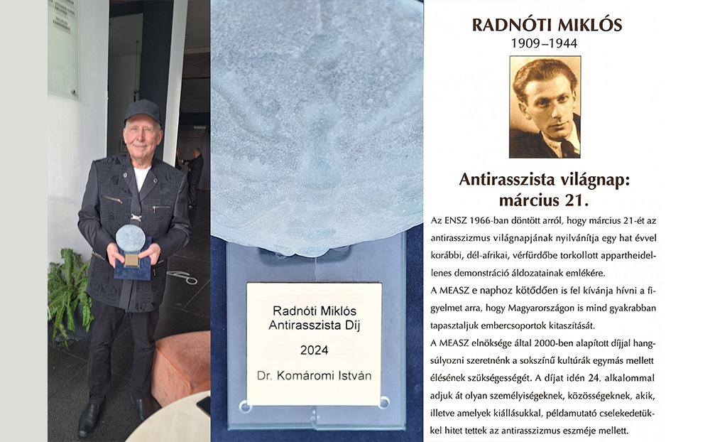 Komáromi Pisti Radnóti Miklós antirasszista díjat kapott.